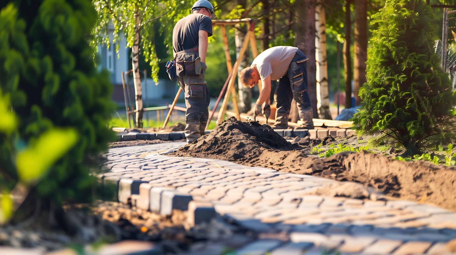 Neu gepflasterter Weg im Bau
